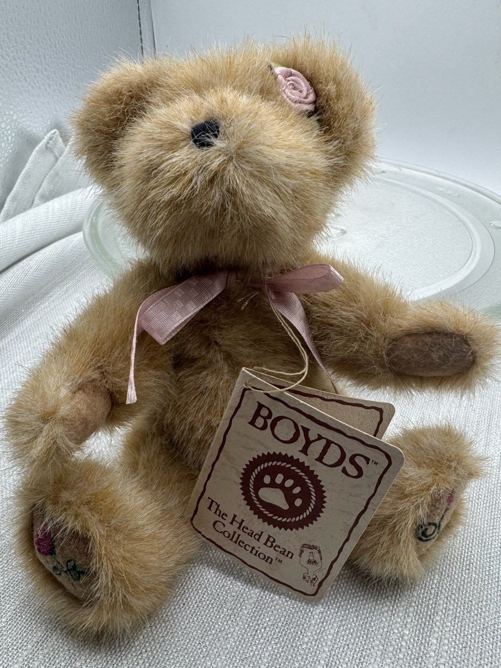 Boyds Bear Rosie 8” rosebud on her head iembroidered flowers on her feet bow NWT - Picture 11 of 11